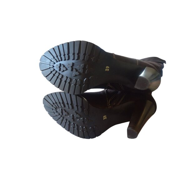 Francesco Biasia Tall Brown Suede Heeled Boots Womens Size 39 8 US Boho Fall - Picture 4 of 6